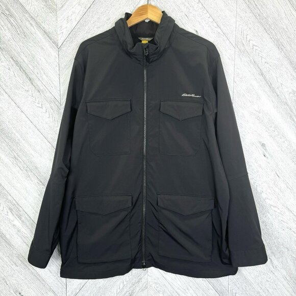 Eddie Bauer Travex Jacket Mens Size 2XL XXL Black Softshell Rain Wind Hiking - Picture 1 of 8